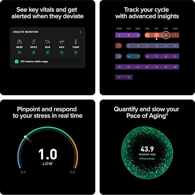 WHOOP 5.0 PEAK HEALTH AND FITNESS TRACKER (12-MONTH MEMBERSHIP) (973-004-000) OBSIDIAN 2