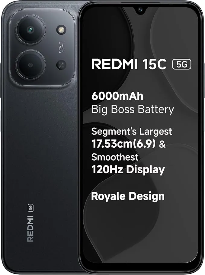 Xiaomi Redmi 15C 5G Smartphone 4GB RAM 128GB Storage – 6.9-inch Display, AI Dual Camera, 6000mAh Battery, Fast Charging, Dual SIM 5G Android Mobile Phone
