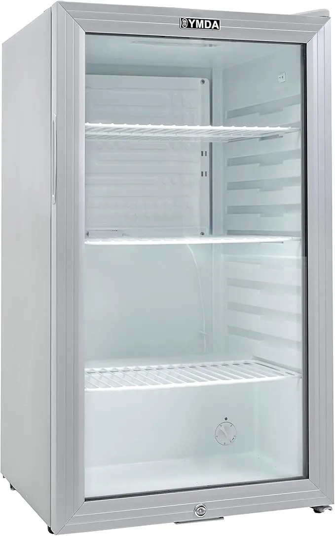 Yamada Glass Door Refrigerator 85L Single Door Chiller YCC90G Silver Grey