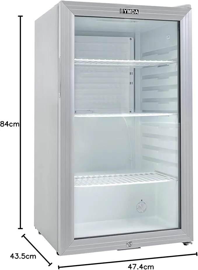Yamada Glass Door Refrigerator 85L Single Door Chiller YCC90G Silver Grey 3